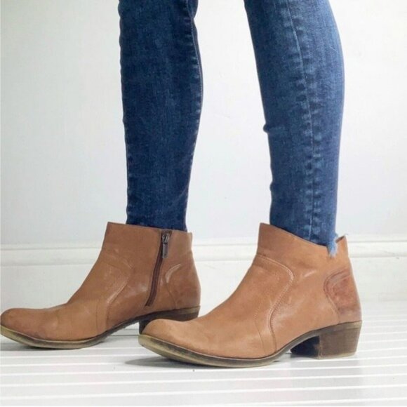 Lucky Brand Boots Womens Size 8 M Brolley Brown Tan Ankle Zip Heel Booties - Picture 1 of 14